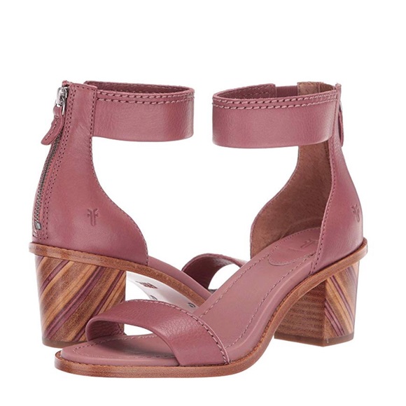 Frye Mauve Pink Brielle Zip Cute Block Ankle Heels - Picture 8 of 9